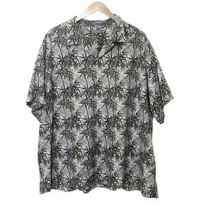 Daniel Cremieux Mens Size 4XB Leaf Button Up Shirt Short Sleeve Gray Multicolor